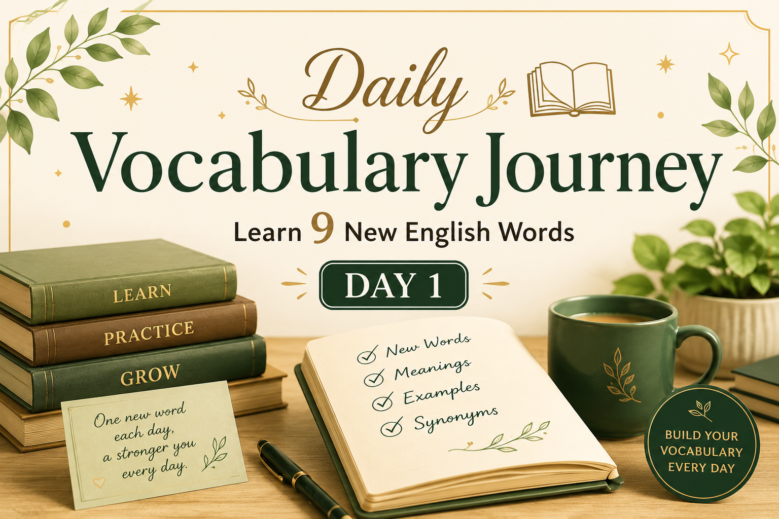 Today&rsquo;s 9 New Vocabulary Words &bull; Day 1 | Read, Remember & Upgrade Your English